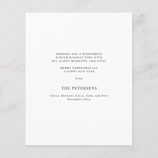 予算金ゴールドメリークリスマスフォトホリデーカード チラシ (裏面)