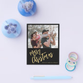 予算金ゴールドメリークリスマスフォトホリデーカード チラシ (シングル)