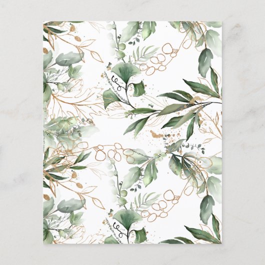 予算金ゴールドユーカリプスエレガントウェディング招待状 (裏面)