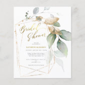予算金ゴールドユーカリプスグリーンブライダルシャワーカード (正面)