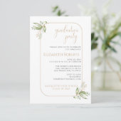 予算金ゴールドユーカリプスグリーンリーグラードパーティー招待状 招待状 (スタンド正面)