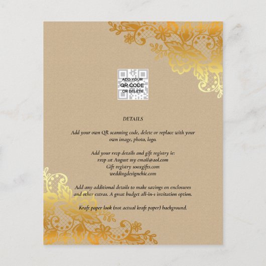 予算金ゴールドレースクラシックアンパサンド結婚式 (裏面)