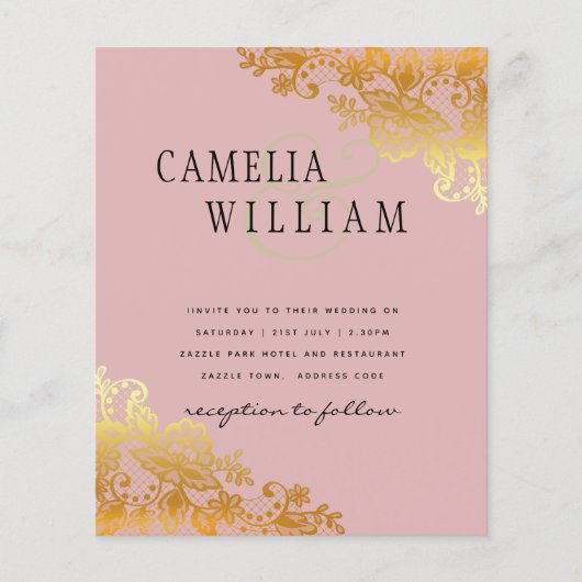 予算金ゴールドレースクラシックアンパサンド結婚式 チラシ (正面)