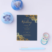 予算金ゴールドレースAll-in-1ウェディング招待QRコード チラシ (シングル)