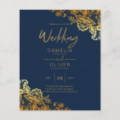 予算金ゴールドレースAll-in-1ウェディング招待QRコード チラシ (正面)