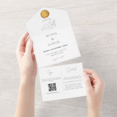 予算金ゴールドワックスシール結婚QRコード オールインワン招待状 (貼ってはがせる)