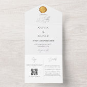 予算金ゴールドワックスシール結婚QRコード オールインワン招待状 (内側)