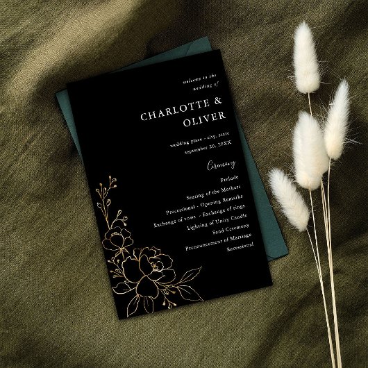 予算金ゴールド並びフローラ結婚式 プログラム媒体BL