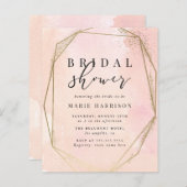 予算金ゴールド幾何学的赤面ピンクブライダルシャワー (正面/裏面)