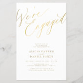 予算金ゴールド我々は婚約した婚約パーティ招待状 チラシ (正面)