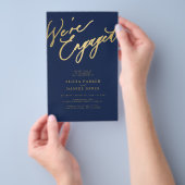 予算金ゴールド我々は婚約した婚約パーティ招待状 チラシ (ハンドル)