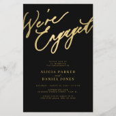 予算金ゴールド我々は婚約した婚約パーティ招待状 チラシ (正面)