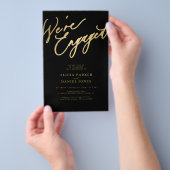 予算金ゴールド我々は婚約した婚約パーティ招待状 チラシ (ハンドル)