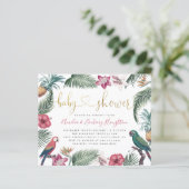 予算金ゴールド手書きスクリプト熱帯ベビーシャワー (スタンド正面)
