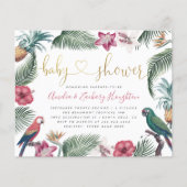 予算金ゴールド手書きスクリプト熱帯ベビーシャワー (正面)