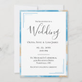 予算金ゴールド抽象芸術エレガモダンントウェディング 招待状 (正面)