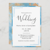 予算金ゴールド抽象芸術エレガモダンントウェディング 招待状 (正面/裏面)