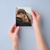 予算金ゴールド書道の写真Save the Date Card チラシ (手)