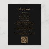 予算金ゴールド書道ブラックウェディング招待 (裏面)