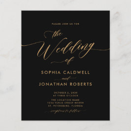 予算金ゴールド書道ブラックウェディング招待