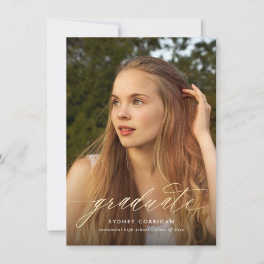 予算金ゴールド書道卒業写真 招待状 (正面)