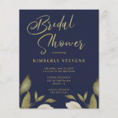 予算金ゴールド海軍のブライダルシャワー招待状 (正面)