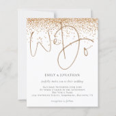 予算金ゴールド紙吹雪グリッター私たちは結婚式の招待 (正面)