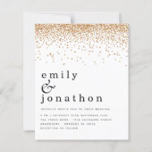 予算金ゴールド紙吹雪グリッター結婚式招待状 (正面)