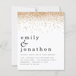予算金ゴールド紙吹雪グリッター結婚式招待状