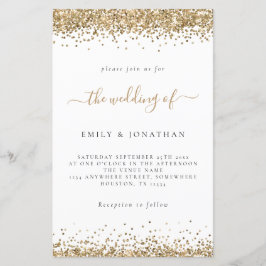 予算金ゴールド結婚グリッターの白招待状