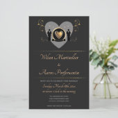 予算金ゴールド結婚ハートのLGBTQ結婚式招待状 (スタンド正面)