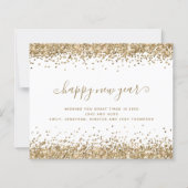 予算金ゴールド縁どグリッターハッピーニューイヤーカード (正面)