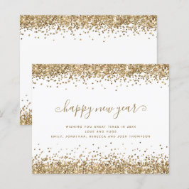 予算金ゴールド縁どグリッターハッピーニューイヤーカード