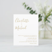 予算金ゴールド署名スクリプト結婚式招待状 (スタンド正面)