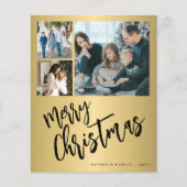 予算金ゴールド6写真メリークリスマスホリデーカード (正面)