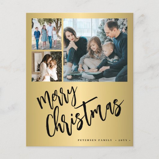 予算金ゴールド6写真メリークリスマスホリデーカード (正面)