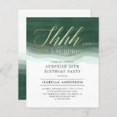 予算金ゴールド&エメラルドウォーターカラーサプライズ誕生日 (正面/裏面)