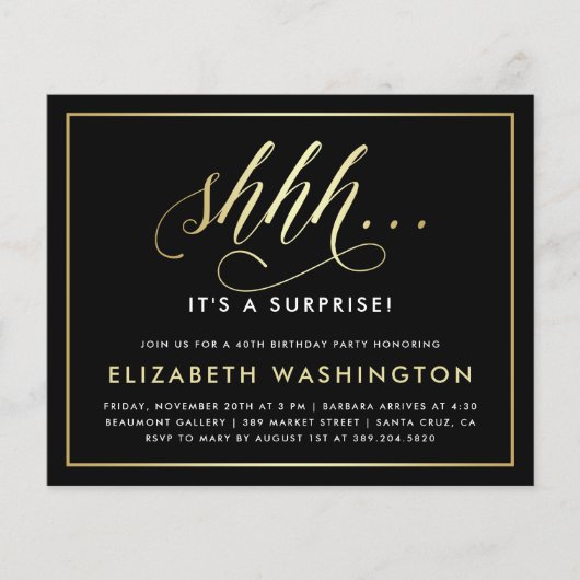 予算金ゴールド&ブラックサプライズ誕生日パーティー (正面)