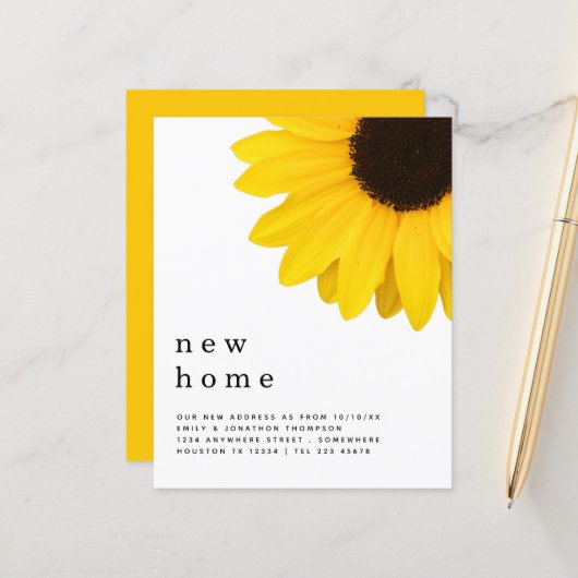 予算黄色ひまわり花の引越し新しい住所詳細 (正面/裏面インサイチュ)