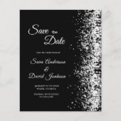 予算黒番グリッター日付の保存招待状 (正面)