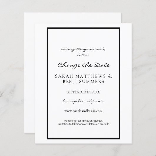 予算黒白キャンセルまたは日付変更 (正面/裏面)