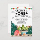 予算1ハッピーキャンパーウッズキャンピング1st誕生日 ノートカード (正面/裏面)
