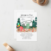 予算1ハッピーキャンパーウッズキャンピング1st誕生日 ノートカード (正面/裏面インサイチュ)