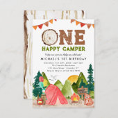 予算1ハッピーキャンパーウッドランドベア1歳の誕生日 ノートカード (正面/裏面)