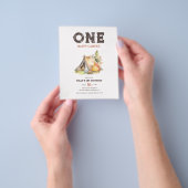 予算1ハッピーキャンパーウッドランド1歳の誕生日 チラシ (手)