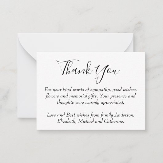 予算100 xありがとうお葬儀記念ノートカード ノートカード (正面)