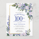予算100th誕生日サプライズパーティの招待状 (正面)