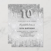 予算10th誕生日シルバーグリッター招待 (正面/裏面)