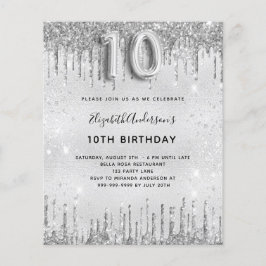 予算10th誕生日シルバーグリッター招待
