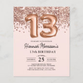 予算13モダン番目の誕生日バラ金ゴールドパーティー チラシ (正面)